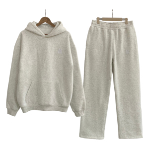 ชุดจ็อกเกอร์ผ้าฝ้ายแบบเรียบสั่งทำขายส่งสำหรับผู้ชายและผู้หญิง ชุดวอร์มกีฬาไซส์ใหญ่พร้อมฮู้ดลำลองสำหรับฤดูหนาว - Product Image 1