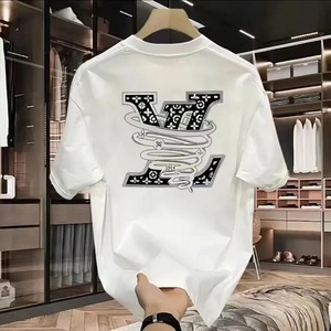T-shirt pour homme en jersey 100% coton, manches courtes, imprimé lettres sur le devant, streetwear décontracté, haute qualité, personnalisable - Product Image 4