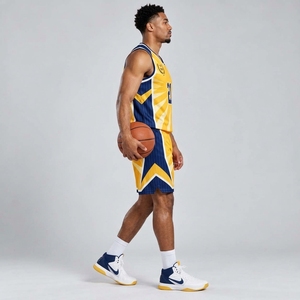 Conjunto de Uniforme de Baloncesto Deportivo Premium, Transpirable, Ligero, de Tela de Poliéster, Ajuste Atlético Cómodo, Jersey y Pantalones Cortos - Product Image 4