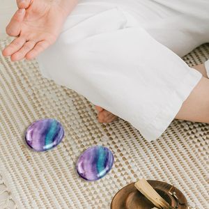 Natural Rainbow Fluorite Large Palm Worry Stones Carved Folk <b>Art</b> Multicolor Crystal Gemstone Home Decor Pocket <b>Stone</b> Wholesale - Product Image 4