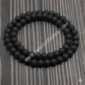 Cuentas Redondas de Lava Negra de 8mm para Hacer Joyería DIY, Pulseras, Collares y Pendientes - Product Image 2