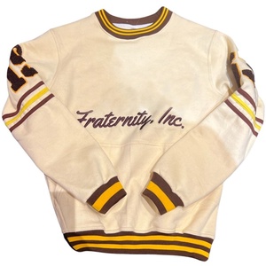 Fraternity Inc Embroidered Crew Neck <b>Fleece</b> <b>Sweatshirt</b> Men Regular Fit Knitted Cotton Winter Casual Pullover Front Logo - Product Image 1