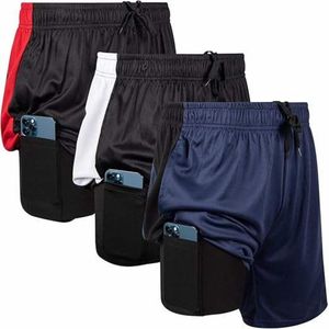 Affordable <b>Men</b>’s Double Layer Running <b>Shorts</b> Fitness Workout <b>Shorts</b> with Inner <b>Compression</b> - Product Image 4