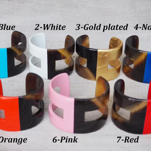 Bracelet en corne de buffle, écologique, fait main, couleur naturelle, moderne, pour la décoration de mariage et les cadeaux - Product Image 6