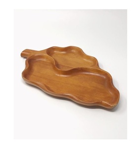 Bandeja de Servir Ovalada Moderna de Madera Maciza con Asa, Grano de Madera Natural, Ecológica, Segura para Alimentos, para Uso en el Hogar, Restaurantes y Hoteles - Product Image 2