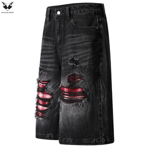 Shorts en jean baggy personnalisés pour hommes, style vintage, coupe ample, streetwear, hip-hop, vente en gros, shorts de skateboard, vêtements pour hommes - Product Image 4