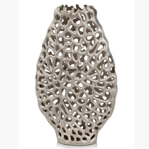 Vase à fleurs de table personnalisé New Look, plaqué argent, décoration moderne pour la maison, l'hôtel et les centres de villégiature, design Art Déco - Product Image 1