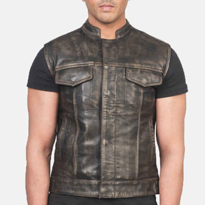 Chaleco de Cuero sin Mangas para Hombre 2026, Estilo Motociclista, Acabado Lavado, Chaqueta para Todas las Estaciones, Diseño Personalizado Premium con Pedrería - Product Image 4