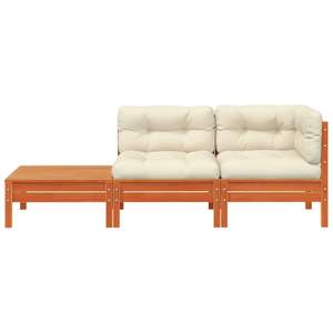 Canapé de jardin modulaire moyen en bois de pin massif brun ciré - Product Image 5