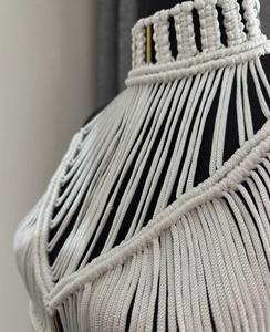 Vêtements de plage, robe en macramé, robe d'anniversaire, tissu brillant, robe de fête, robe de festival, robe à franges, robe noire - Product Image 3