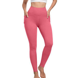 Leggings roses taille haute avec poches, extensibles, respirants, longueur intégrale, pour yoga et entraînement, tie-dye, toutes saisons, pour femmes - Product Image 1