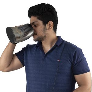 Jarra Vikinga para Beber, Hecha a Mano con Cuerno de Búfalo, Diseño Clásico, Auténtica Taza Medieval - Product Image 4