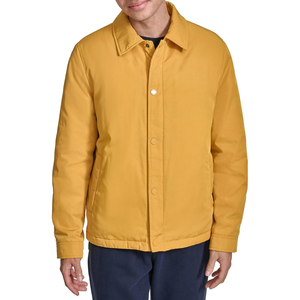 <b>Men's</b> Yellow <b>Canvas</b> Shirt <b>Jacket</b> Turn-Down Collar Button Front Casual Regular Fit Autumn Wear - Product Image 1