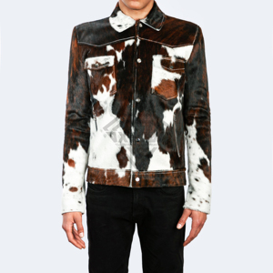 Custom Real Cowhide Hair on Hide Leather Jacket Men Natural Fur Cow Skin Trucker Jacket Cowprint Western Style <b>Coat</b> Manufacturer - Product Image 1
