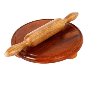Acacia Wood <b>Rolling</b> <b>Pin</b> and Board Solid Wood Dough Roller with Round Board for Baking and Cooking Roller <b>Pin</b> - Product Image 1