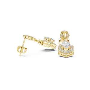 Pendientes de Diamantes Cultivados en Laboratorio, Redondos y Ovalados, en Oro Blanco de 14K para Mujer |   Diamante Cultivado Nuevo - Product Image 2