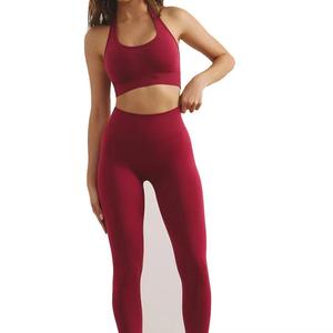 Comfortable Women's Yoga Set Solid Pattern 2-Piece Activewear with Customized Design Plus Size Leggings and Bra - Product Image 4