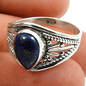 Latest Designs Pear Cut Lapis Lazuli Gemstone <b>Silver</b> <b>Rings</b> Crafted From 925 Sterling <b>Silver</b> Perfect Boho Jewelry For <b>Men</b> & Women - Product Image 3