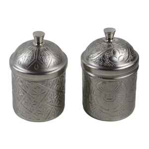 Caja de Especias Metálica Dorada con 6 Compartimentos y Tapa, Diseño Ornamentado, Contenedor para Almacenar Hierbas con Cuchara Incluida - Product Image 4