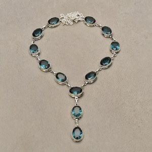 Pendentif Breloque en Indicolite, Argent Sterling 925, Or, Vintage, Fait Main, Bijou Naturel, Cadeau pour Elle, Mariage, Inde - Product Image 5