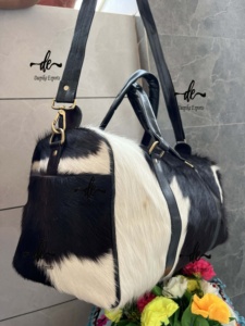 Bolsos de Cuero Auténtico de Vaca, Multiusos, Hechos a Mano, Unisex, Bolsa de Viaje Grande, Bolso de Mano con Pelo de Animal - Product Image 2