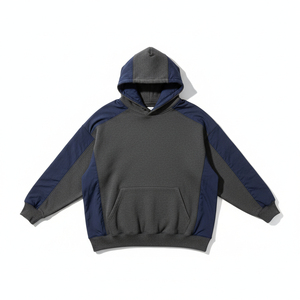 Sudadera con Capucha para Hombre, Estilo Urbano, Color Sólido, con Paneles en Contraste, Forro Polar, Talla Grande - Product Image 5