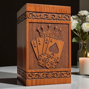 Personalized Rosewood Cremation Urn: Gambling & Casino Engraving, Custom Memorial Keepsake by AYAANS - Product Image 2