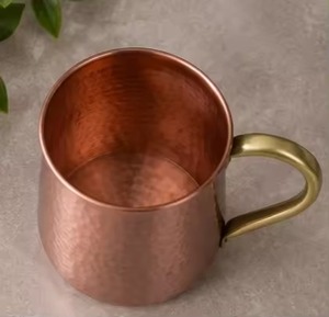 Copper Mug with Hammered Finish and Handle Vintage Style Drinkware for <b>Beer</b> Wine and Beverages - Product Image 2