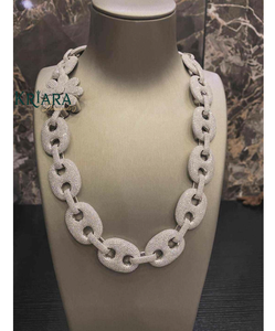 S925 Silver 18K Gold Plated Rhodium <b>Statement</b> <b>Necklace</b> Lab Grown Diamond Link Chain Unisex Luxury Wedding Anniversary Jewelry - Product Image 5