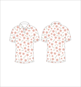 Men’s <b>White</b> Pink Floral Print <b>Polo</b> Shirt Short Sleeve Casual Summer Golf Shirt - Product Image 3