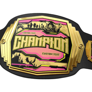 Cinturón de Campeonato Personalizable en Dorado y Rosa, Cinturón con Título de 'Campeón' Personalizado con Texto a Medida - Product Image 2