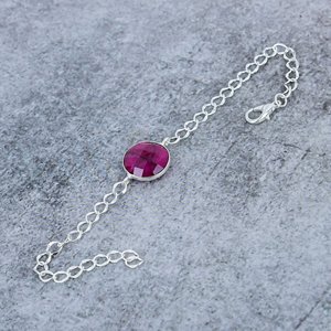 Trendy <b>Ruby</b> Dyed Round Gemstone Sterling Silver Plated Bezel Setting Handmade Women's Bangles <b>Bracelet</b> Party Gift Everyday Wear - Product Image 3