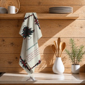 Toalla de Cocina con Diseño Navideño Atractivo, 100% Algodón, Súper Absorbente, de la India - Product Image 1
