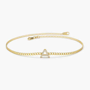 14K Gold Cuban Link <b>Chain</b> Natural Diamond Letter Bracelet Fine Jewelry Custom Personalized <b>Name</b> Cuban Curb Link <b>Chain</b> Bracelet - Product Image 1