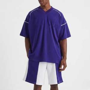 Ensemble décontracté deux pièces pour homme, t-shirt et short vert sarcelle avec bordure contrastante, détail poche, style streetwear, idéal pour l'été – Vente en gros - Product Image 4