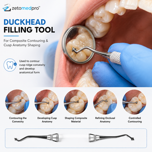 เครื่องมือขัดแต่งฟัน Dental Freedman Duckhead Burnisher สแตนเลสสตีล สำหรับขัดเรียบและขึ้นรูปวัสดุคอมโพสิต OEM Zetomed Pro - Product Image 2
