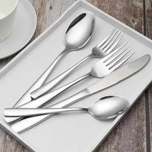 Stainless Steel Silverware Mirror Finish Cutlery for Dining <b>Table</b> Durable Spoons Forks Knives for Home <b>Kitchen</b> Restaurant Use - Product Image 5