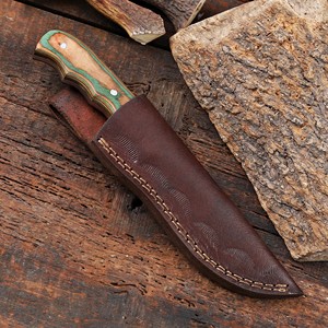 Cuchillo Nórdico Forjado a Mano de Acero de Damasco con Hoja Fija, Punta Caída, para Desollar, con Funda, Personalizado OEM, Espiga Completa, para Caza y Camping - Product Image 6