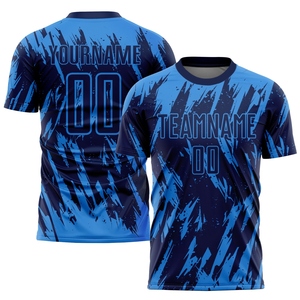 เสื้อฟุตบอลพิมพ์ลายผงสีฟ้า - Product Image 1
