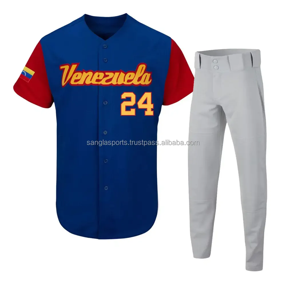 Seragam Bisbol Sublimasi Poliester Kustom Pakaian Olahraga Desain Baru 2023 Jersey Bisbol dengan Set Celana