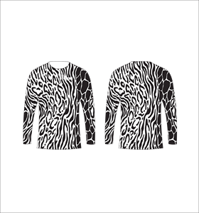 T-shirt personnalisé à manches longues sublimé, motif marbré abstrait, col rond, vêtements de sport haute performance, collection Ferocious, vente en gros - Product Image 6