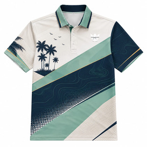 Polo pour homme décontracté à imprimé intégral, en tissu tricoté polyester élasthanne, séchage rapide, extensible dans les quatre sens, idéal pour la vente en gros - Product Image 6