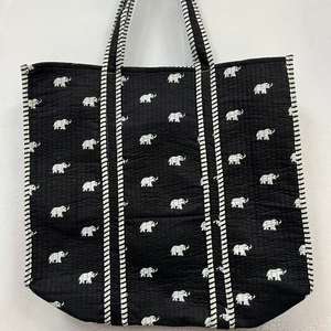 Sac fourre-tout matelassé en coton imprimé écologique pour femme, personnalisable, grande capacité pour le shopping, les voyages et le quotidien – Vente en gros - Product Image 1