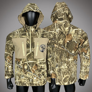 Breathable Waterproof Unisex Hunting Camouflage Tactical Hooded Soft Shell Microfleece Jacket Front 1/4 Zip Outdoor Hunting Gear - Product Image 1