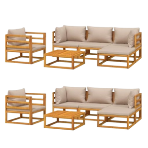 Sofá de madera de teca para jardín Juego de sofás súper cómodos con fabricación de cojines en Indonesia - Product Image 4