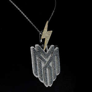 Hip Hop Jewelry Iced Out Black diamond Logo Pendant Double Layer Diamond <b>Tester</b> approved VVS Moissanite Luxury Custom Pendant - Product Image 2