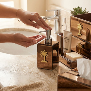 Modern Luxury Glass <b>Bathroom</b> <b>Set</b> Complete <b>Accessories</b> Kit Clear Glass Soap Dispenser Toothbrush Holder Tumbler Soap Dish Stylish - Product Image 3