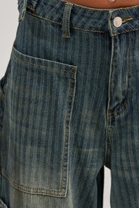 Pantalones vaqueros cargo de cintura alta y pierna ancha para mujer, estilo vintage, lavado a la piedra, holgados, utilitarios, de longitud completa, estilo otoñal - Product Image 6