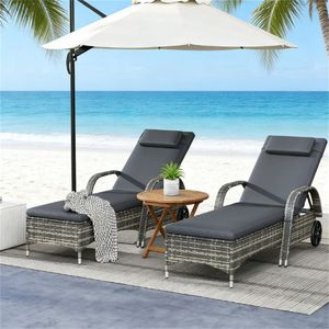 2 Sdraio e Sedie da Esterno Grigie con Comode Funzionalità Relax - Product Image 1