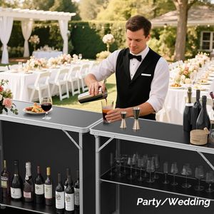 Pannello singolo 8mm rettangolo da tavolo da tavolo portatile pieghevole in alluminio da tavolo gonna nera borsa 39.4X15 X tavolo - Product Image 5